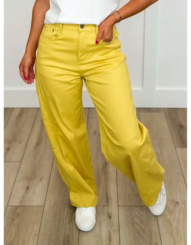 High-rise Cotton Blend Barrel Jeans