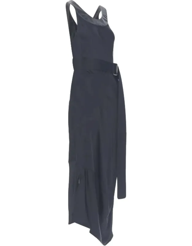Heavy Satin Leather Collar Bias Dress