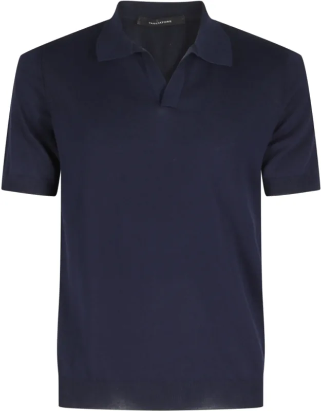 Ribbed Trim Cotton Polo Shirt