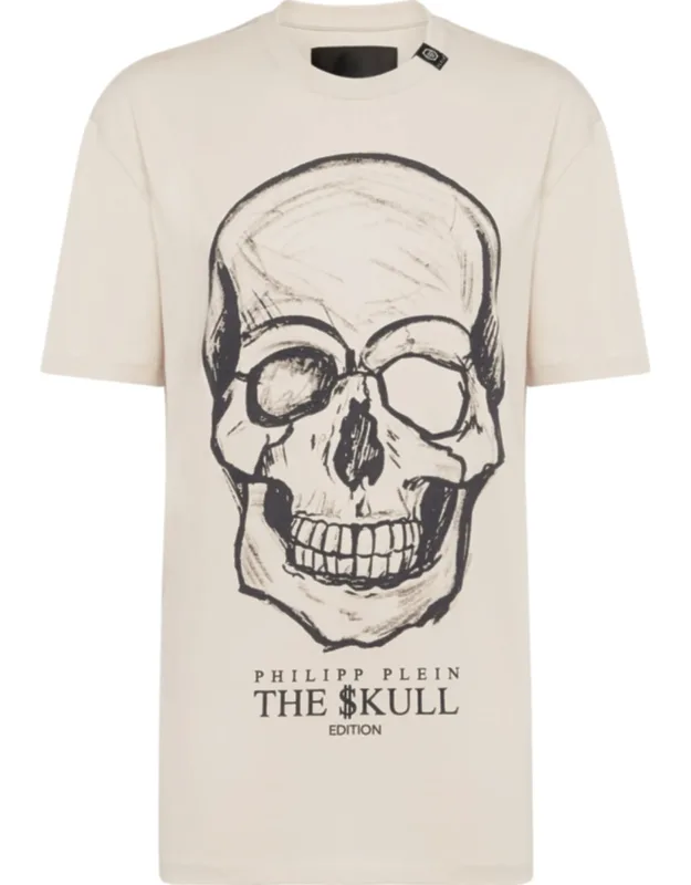 T-shirt With Round Neck And Skull Print