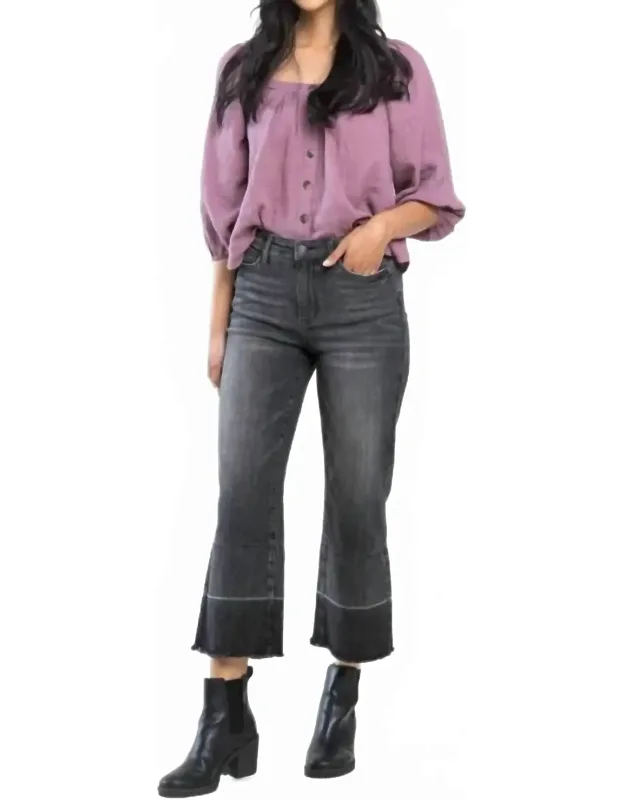 Kiana Leased Hem Wide Leg Crop Jeans