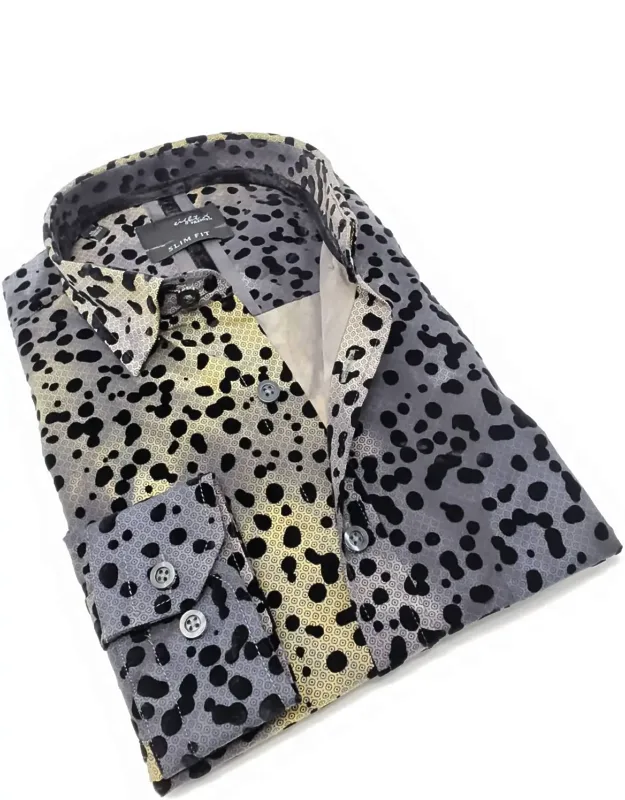 Button Down Shirt With Dot Flocking