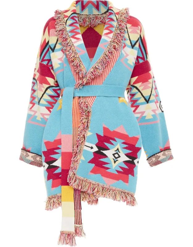 Geometric Southwestern Native Jacquard Cardigan Coat