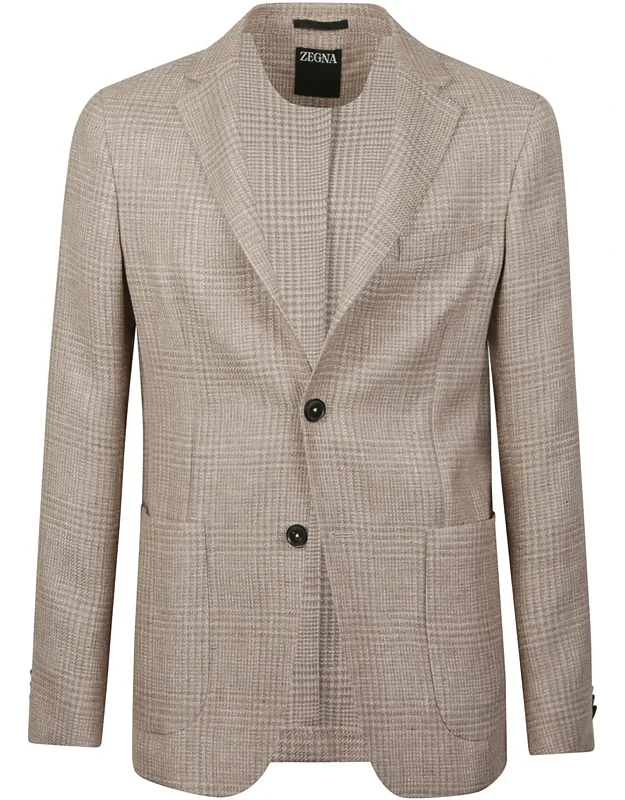 Checked Wool-linen Blazer