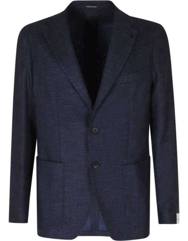 Single-breasted Silver Embellishment Wool-blend Blazer