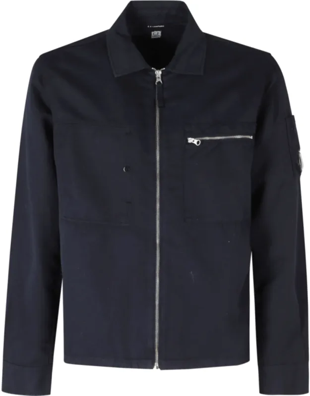 Overshirt With Zippered Chest In Cotton Blend