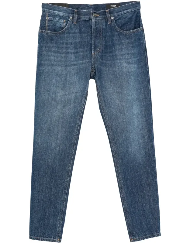 Faded Blue Wash Straight-leg Jeans