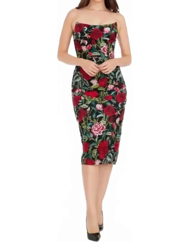 Floral Embroidered Bodycon Dress