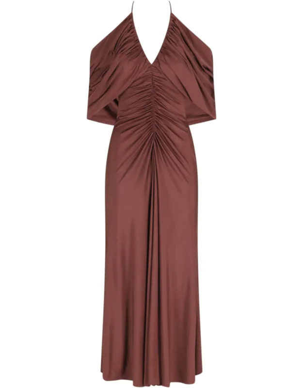 Jersey Drape V-neck Viscose-blend Midi Dress