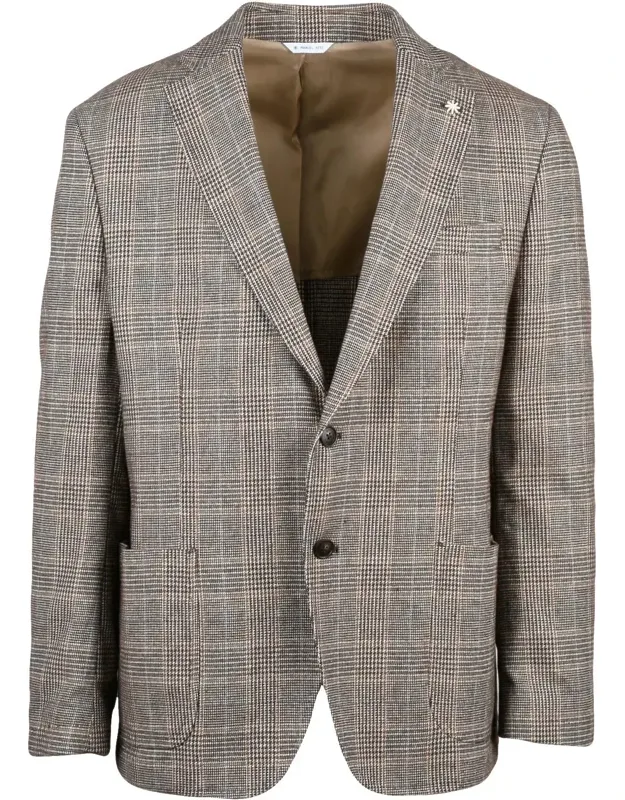 Checkered Unlined Cotton-blend Jacket