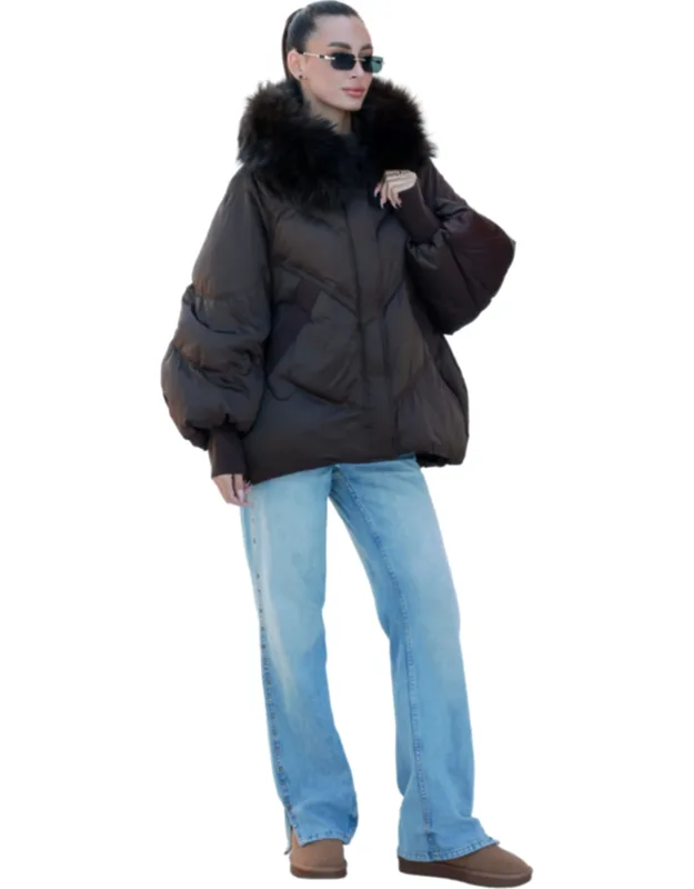Genuine Fur Trim Down Fill Coat