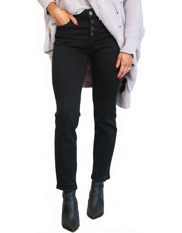 4 Button Straight Leg Jeans