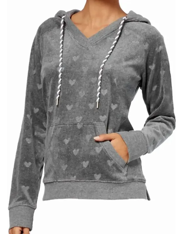 Printed Hooded Velour Hoodie