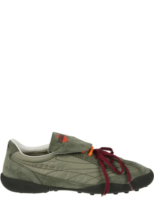 Olive Soccer Calf Leather Low Sneakers
