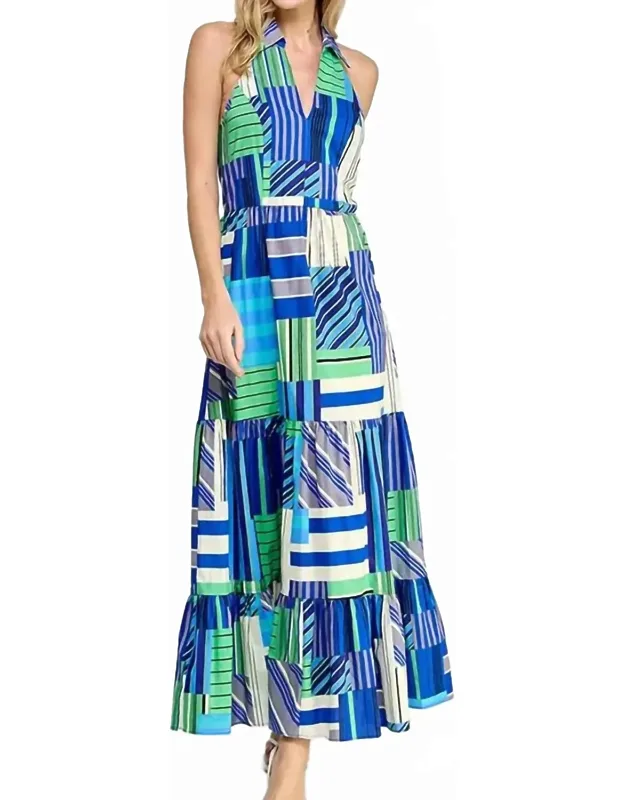 Ocean Mirage Halter Midi Dress