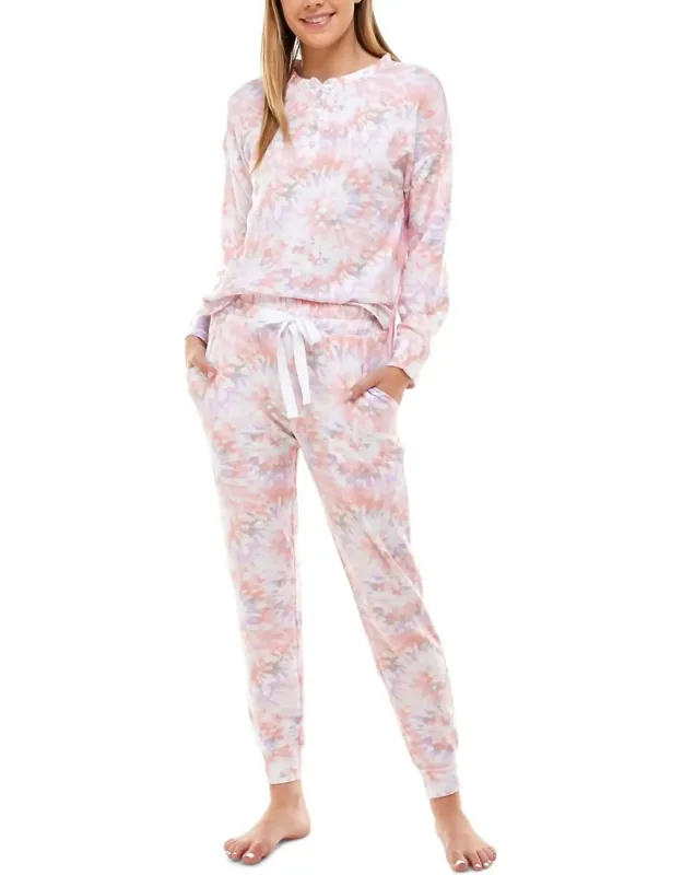 Long Sleeve Henley Top & Jogger Lounge Set