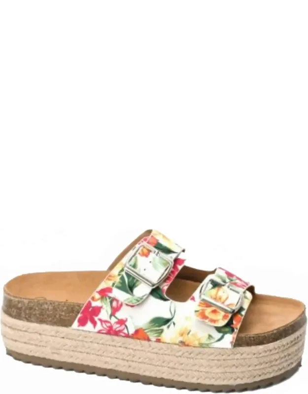 No Filter Floral Platform Sandals