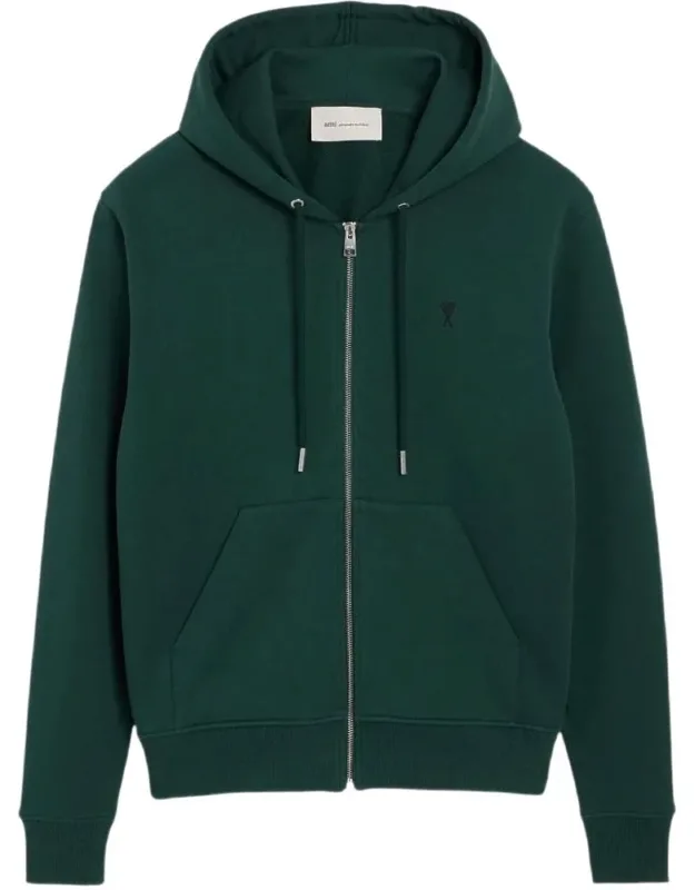 Drawstring Kangaroo Pocket Zip-up Hoodie