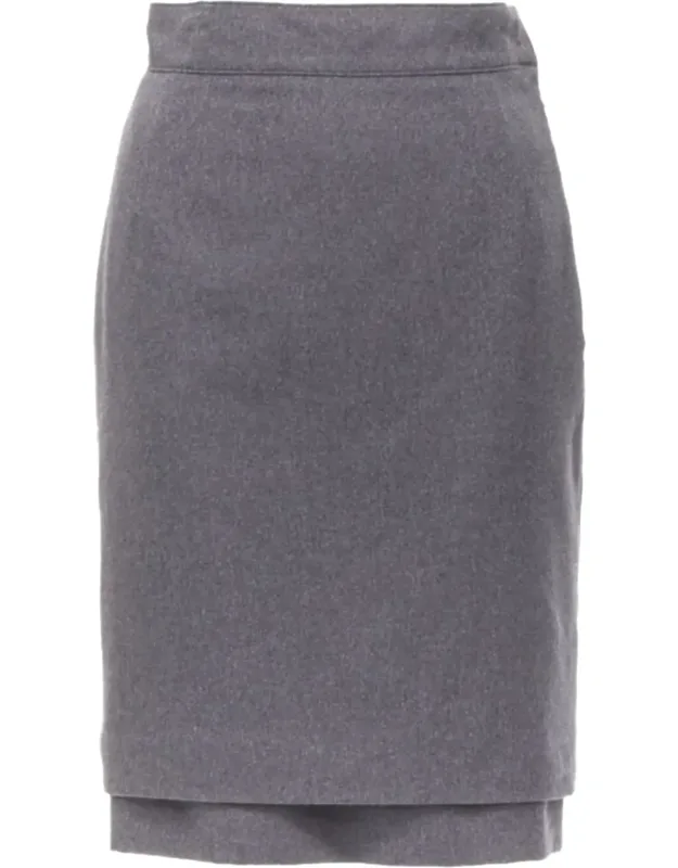 Wool Double Layered Hem Pencil Skirt