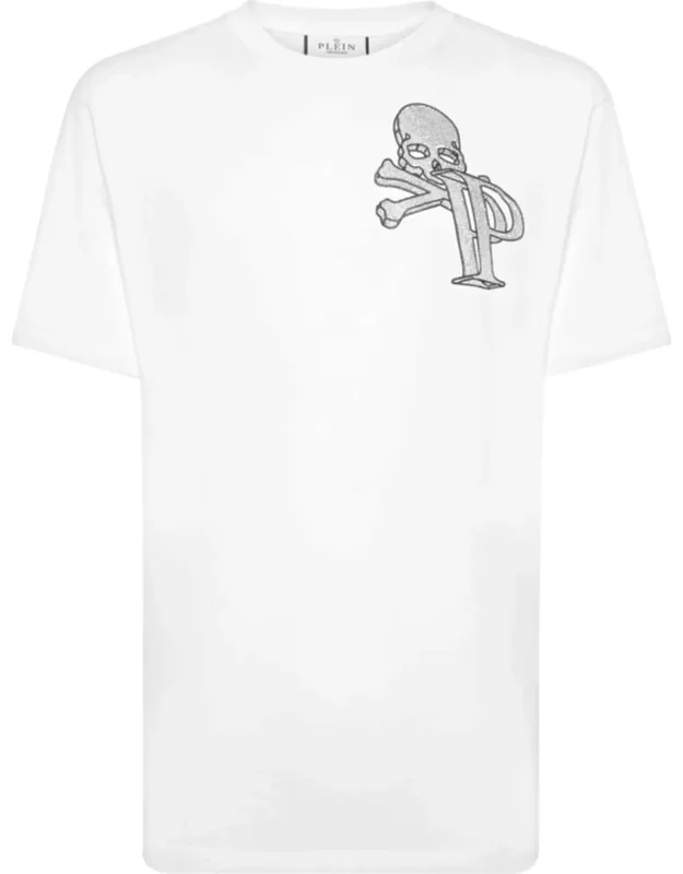 T-shirt Round Neck Ss Wire Frame With Rhinestones And Rib Knit Neckline