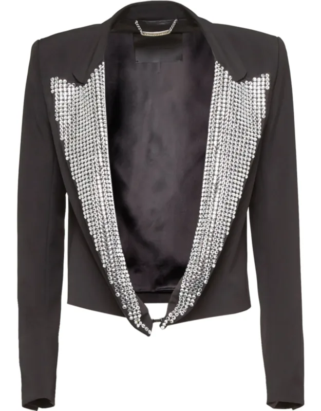 Blazer "turning Into Silver" With Peak Lapels And Hook Fastening