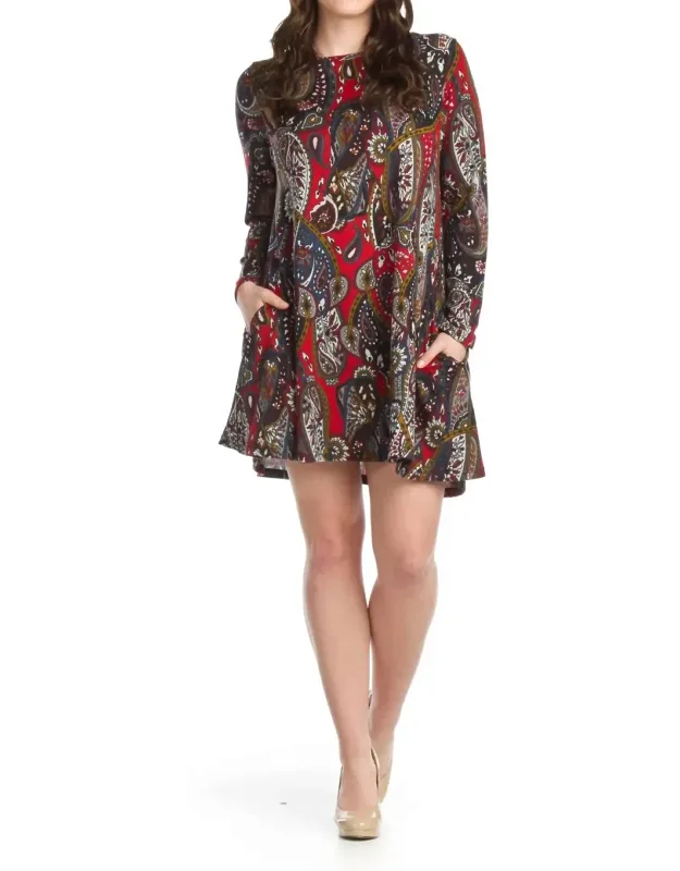 Paisley Knit A-line Sweater Dress