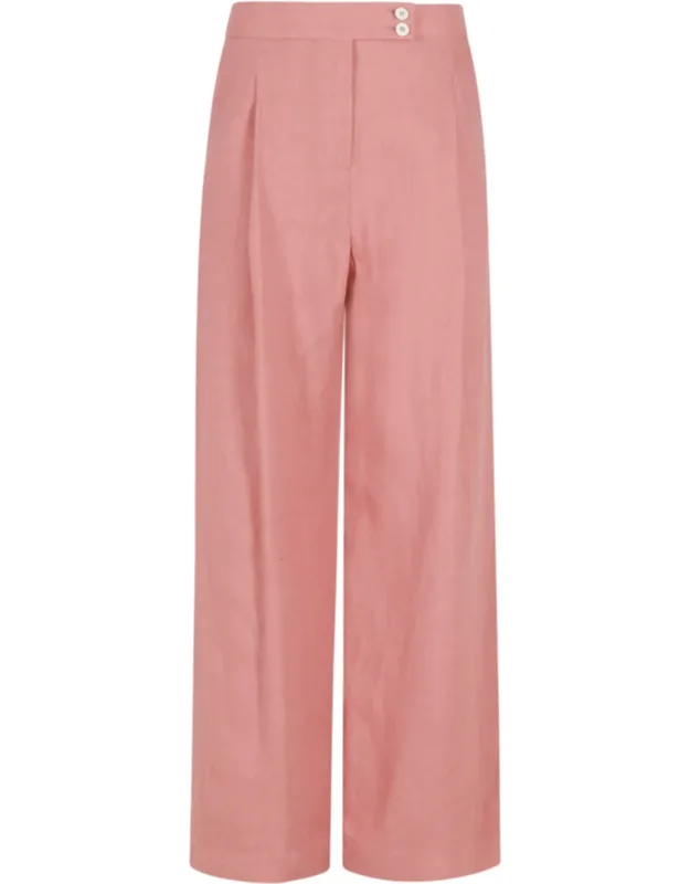 Front-dart Straight-leg Linen Pants