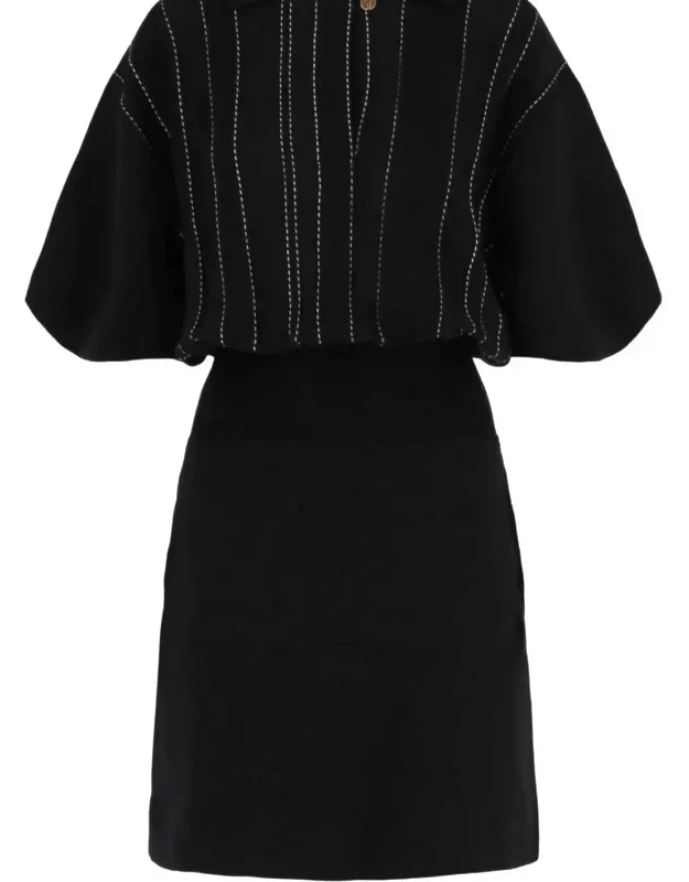 Contrast Stitch Knit Dress