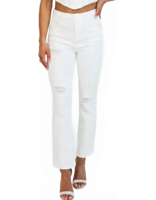 Tummy Control Distressed Straight Leg Jeans