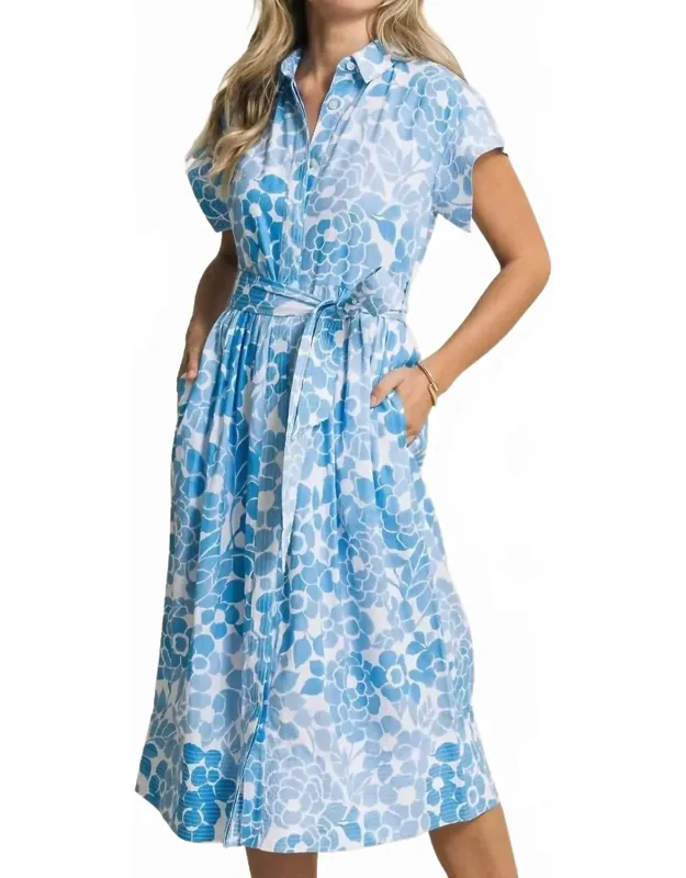 Printed Belted Midi Shirtdress