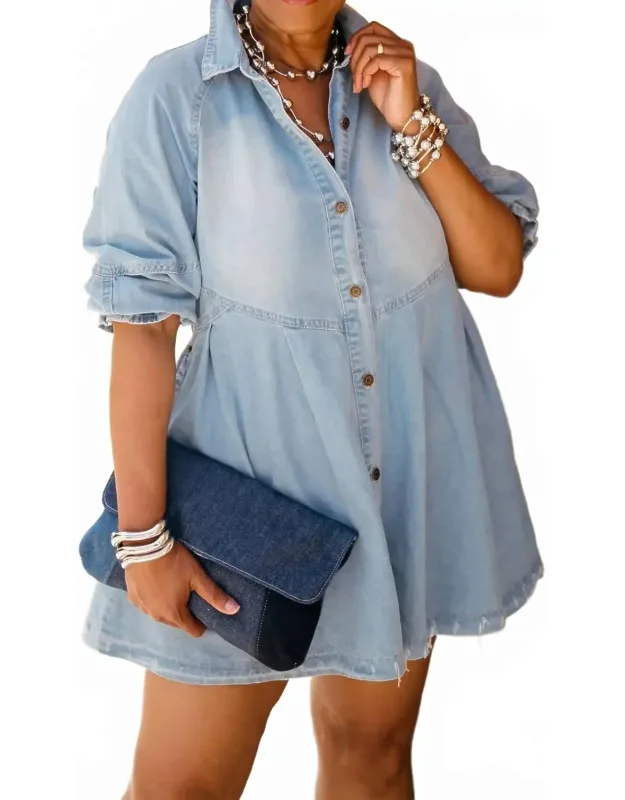Button Down Denim Shirt Dress