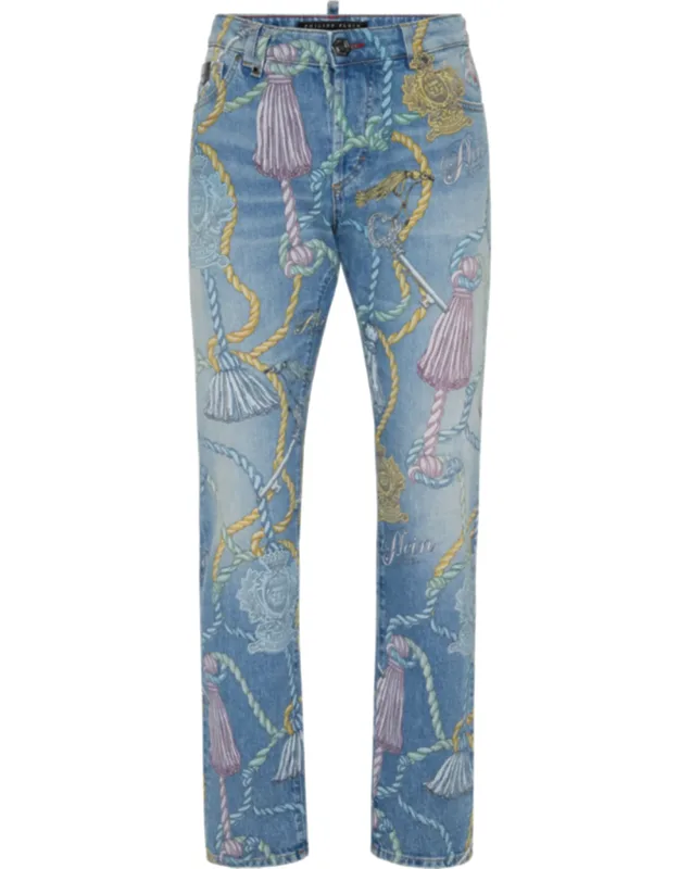 Super Straight Cut Jeans With Tassels