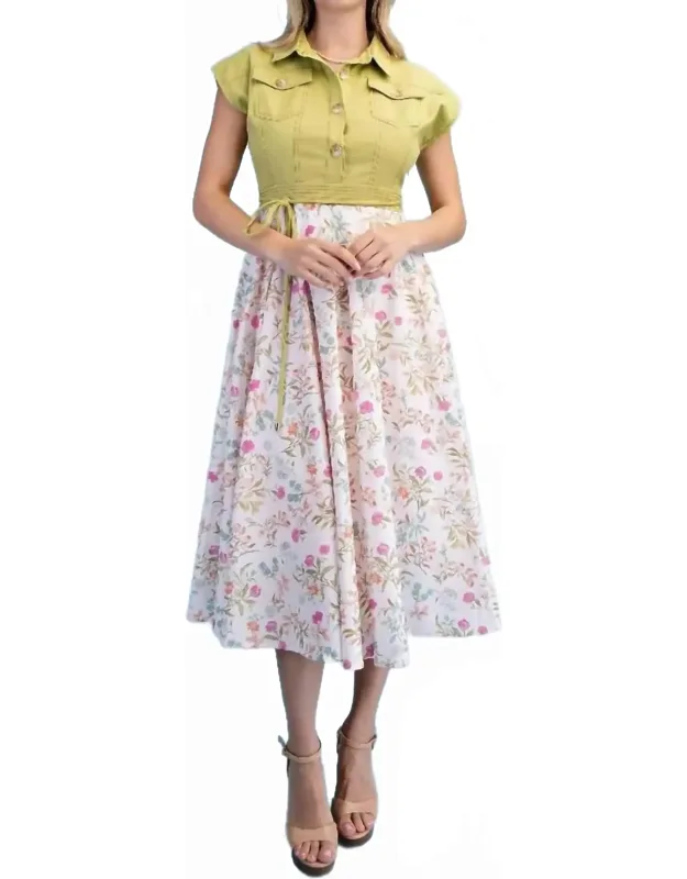 Half Button Midi Dress