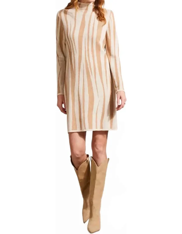 Funnel Neck Jacquard Mini Sweater Dress