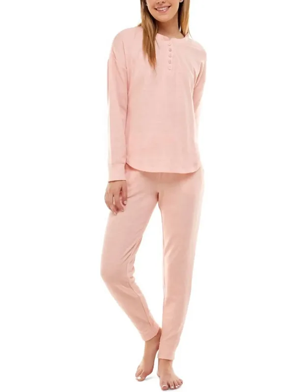 Long Sleeve Henley Top & Jogger Lounge Set