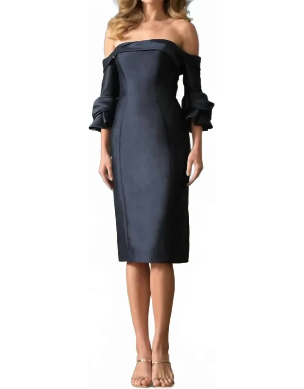 Fitted Off Shoulder Cocktail Dress