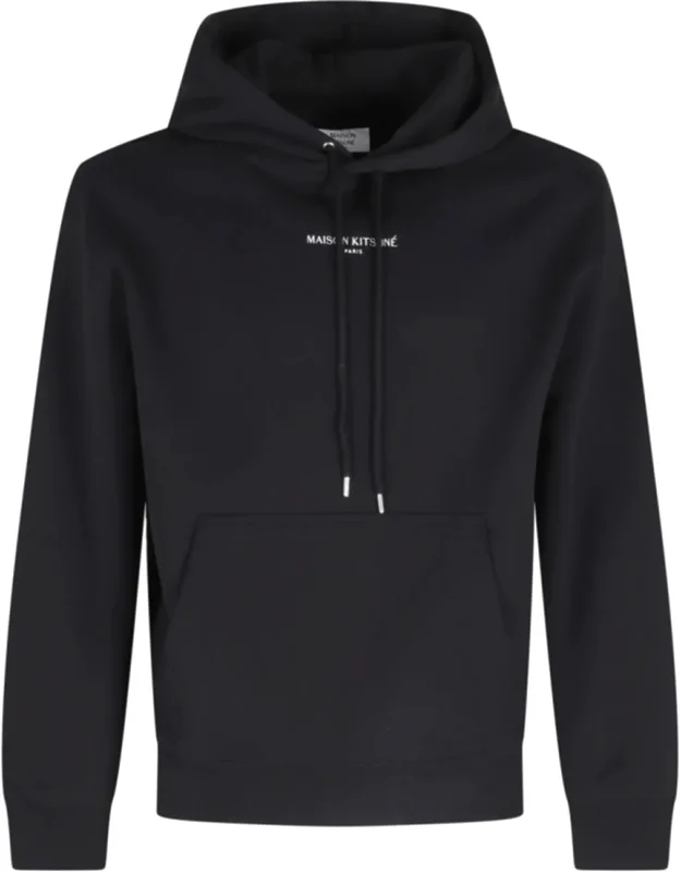 Logo Embroidery Ribbed Trim Cotton Hoodie