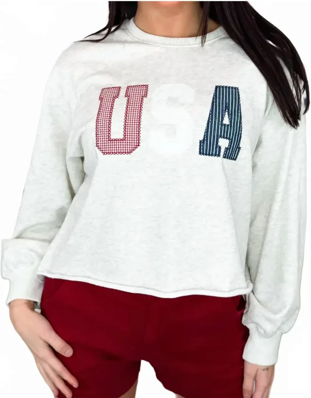 Uniquely Usa Long Sleeve Cropped Sweatshirt