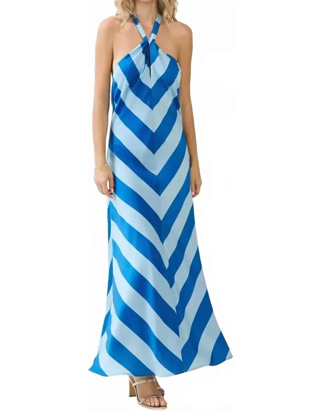 Whimsy Tie Neck Halter Maxi Dress