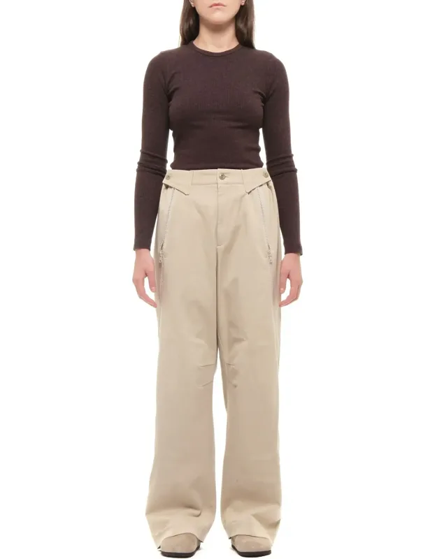 Drew Slit Zip Wide-leg Cotton-blend Pants
