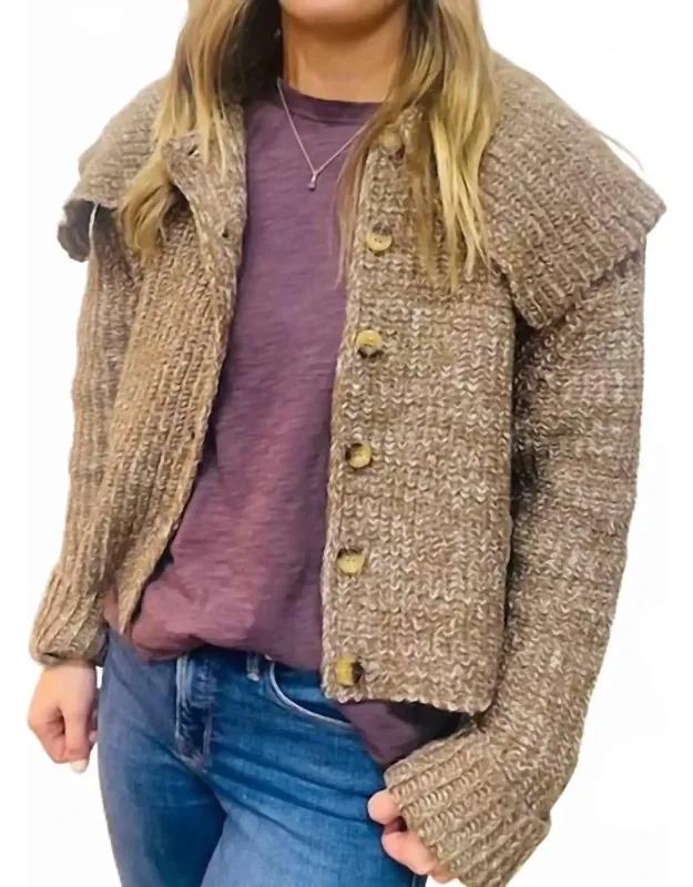 Cropped Knitted Collar Cardigan