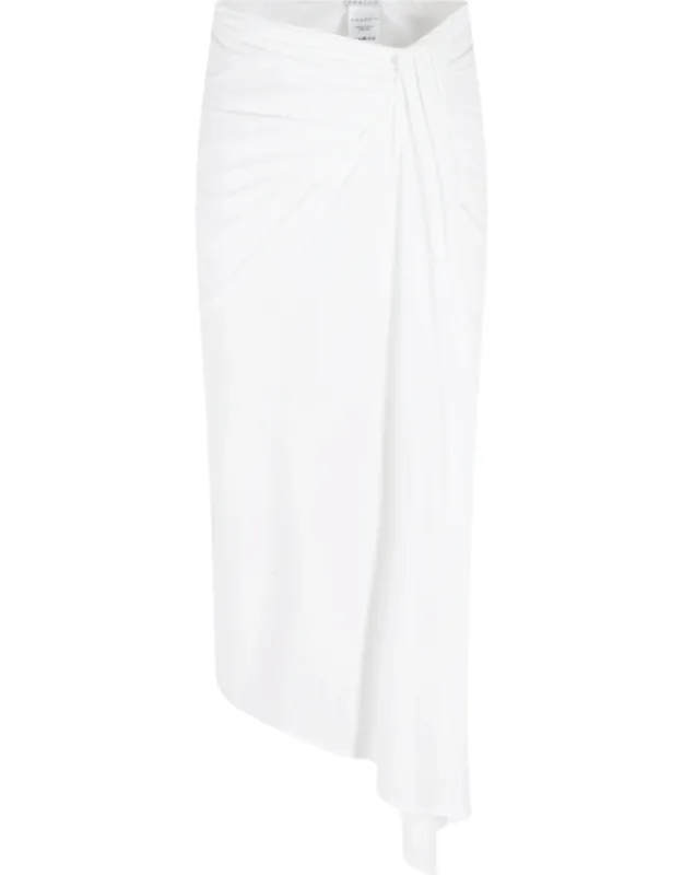 Twist-draped Asymmetric Midi Skirt
