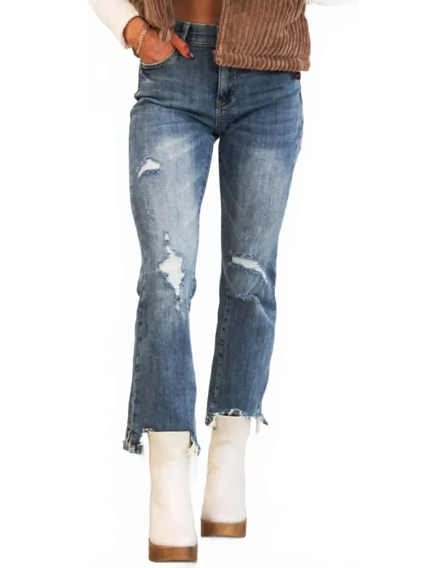 Distressed Straight Leg Jeans