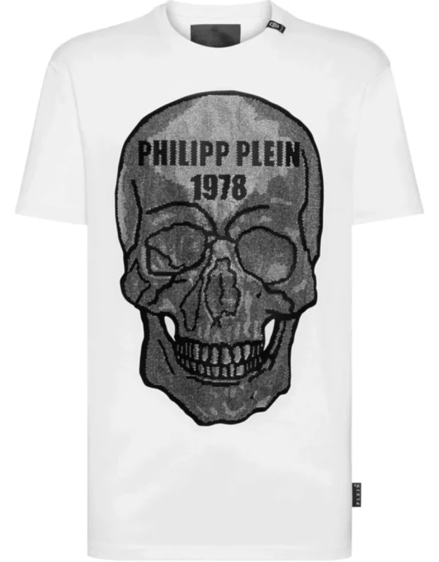 T-shirt With Round Neck And Crystal Skull Design