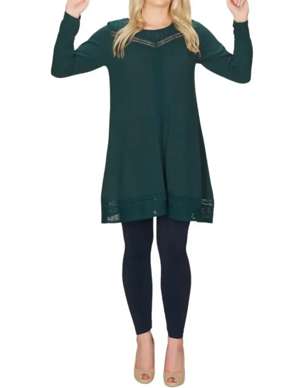 Lace Inset A-line Sweater Dress