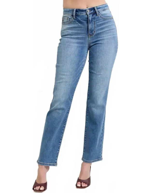 Vintage Wash Thermal Straight Jeans
