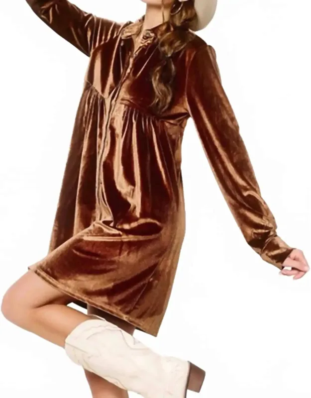 Velvet Mini Shirt Dress