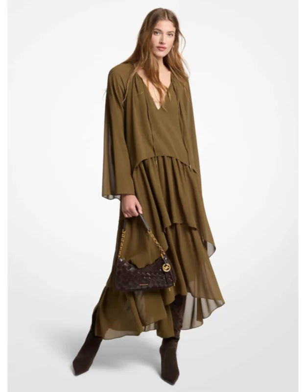 Ruffled Georgette High-low Maxi Dress