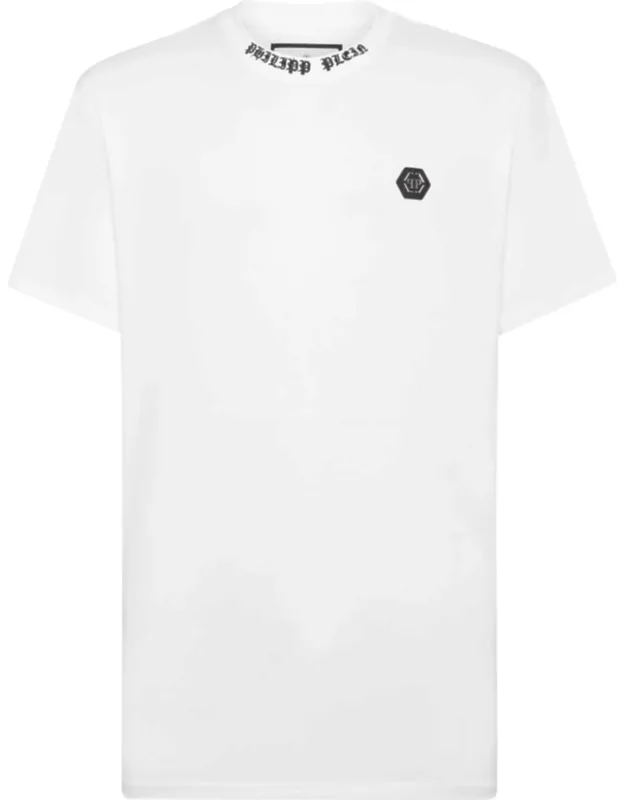 T-shirt Round Neck Ss With Rib Knit Neckline And Two Needle Stitching