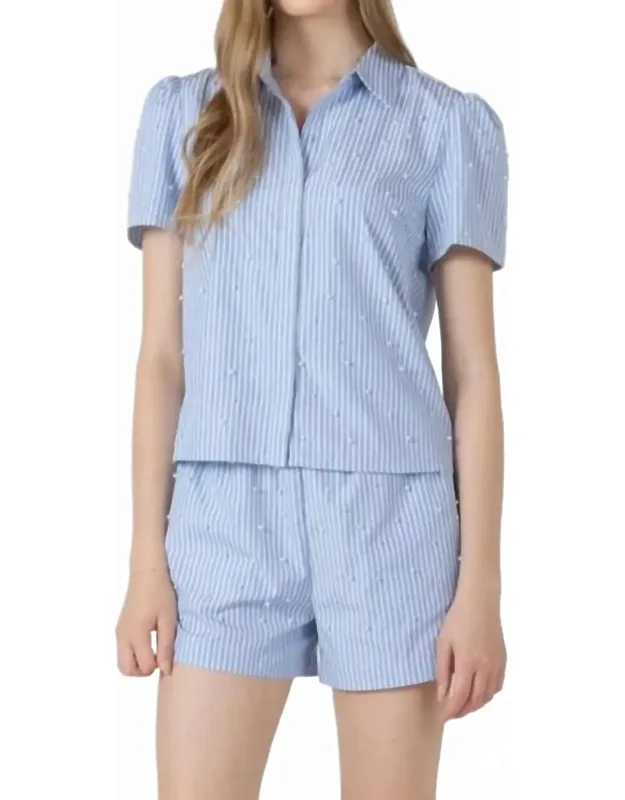 Pearl Detail Button Up Shirt